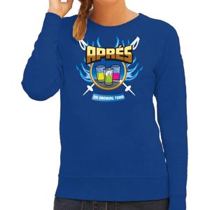 Apres ski sweater voor dames - apres ski drinking team - blauw - winter trui