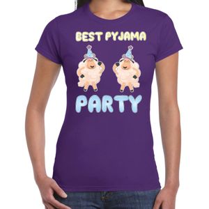 Verkleed T-shirt voor dames - best pyjama party - paars - carnaval - foute party