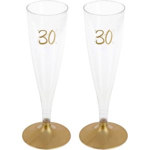 Verjaardag feest champagneglazen - leeftijd - 48x - 30 jaar - goud - kunststof