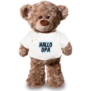 Hallo opa aankondiging jongen pluche teddybeer knuffel 24 cm