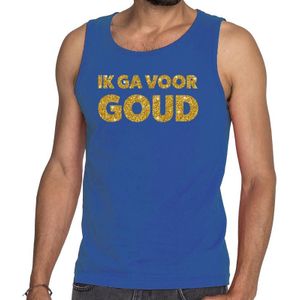 Ik ga voor goud glitter tanktop / mouwloos shirt blauw heren