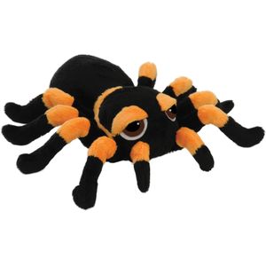 Suki Gifts Pluche Knuffel Spin - Tarantula - Zwart/Oranje - 22 cm - Speelgoed
