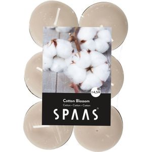 12x Geurtheelichtjes Cotton Blossom 4,5 branduren - Geurkaarsen katoen/bloesem geur - Waxinelichtjes