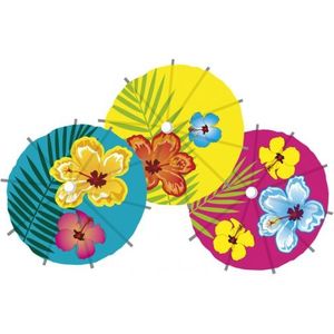 6x stuks Cocktail/IJsjes parasols prikkers Hawaii print