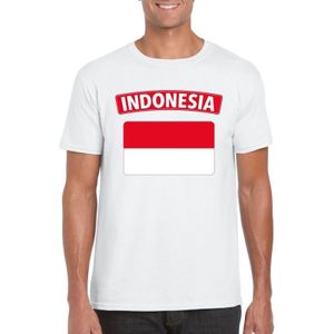 T-shirt met Indonesische vlag wit heren