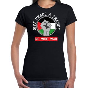 Protest T-shirt voor dames - Palestina - give peace a chance, no more war - zwart - vrede