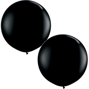 2x stuks qualatex mega ballon 90 cm diameter zwart