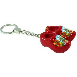 Sleutelhanger met 2x rode klompjes 4 cm Holland souvenir