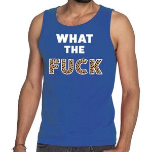 What the fuck tijgerprint tekst tanktop / mouwloos shirt blauw