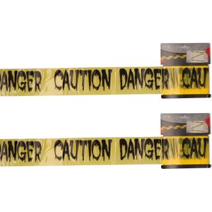 Markeerlint/afzetlint - 2x - Caution Danger - 9M - geel/zwart - kunststof