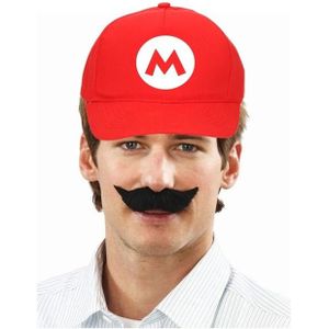 Verkleed pet / carnaval pet Mario rood met snor voor kinderen