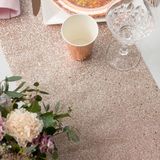 Kerst thema tafelloper op rol - rose goud glitter - 28 x 300 cm - polyester