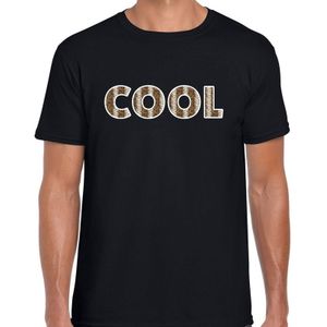 Cool tekst t-shirt zwart heren slangenprint