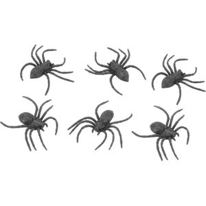 Nep spinnen/spinnetjes 9 cm - zwart - 8x stuks - Horror/griezel thema decoratie beestjes