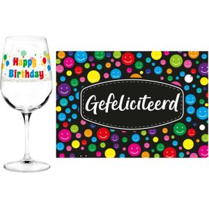Happy Birthday cadeau glas 60 jaar verjaardag en Gefeliciteerd kaart
