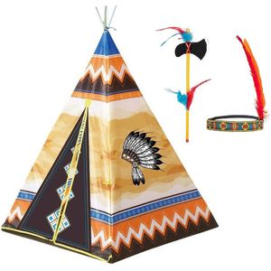 Speelgoed indianen wigwam tipi tent 130 cm inclusief tooi en bijl