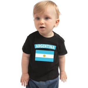 Argentina t-shirt met vlag Argentinie zwart voor babys