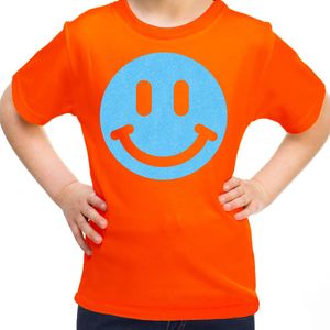 Verkleed T-shirt voor meisjes - smiley - oranje - carnaval - feestkleding voor kinderen