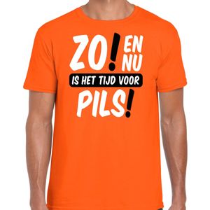 Koningsdag T-shirt voor heren - tijd voor pils - oranje - bier - feestkleding