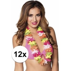 12x Gekleurde Hawaii kransen 50 cm