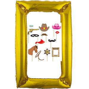 Foto prop set met frame 75 x 100 cm - cowboy/western feest thema - 13-delig - photo booth