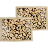 Set van 2 schootkussens/laptrays openhaard hout print 43 x 33 cm