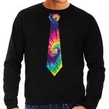 Hippie thema verkleed sweater / trui tie dye stropdas zwart voor heren