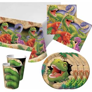 Kinderfeestje tafel dekken set voor 16x personen Dino thema