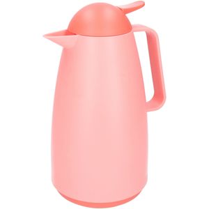 Koffiekan thermoskan - 1L - dubbelwandig - kunststof - roze - D14 x H26 cm