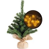 Kleine kunst kerstboom -groen -incl. 3D sterren lichtsnoer metallic goud - H45 cm