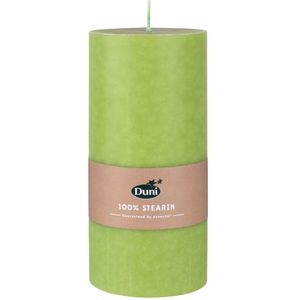 Bladgroene cilinderkaarsen/stompkaarsen 15 x 7 cm 50 branduren - Groene geurloze kaarsen