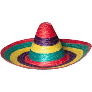 Carnaval verkleed Sombrero hoed Fiesta - multi kleur - volwassenen - polyester - Luxe uitvoering