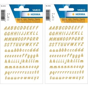 Stickervellen 440x alfabet plak letters A-Z goud/transparant 8 mm