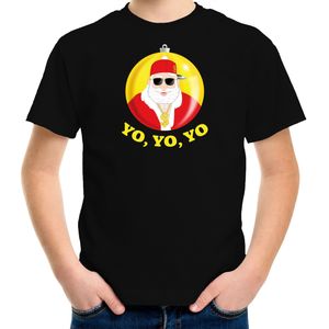 Kerst t-shirt voor kinderen - Kerstman - zwart - Yo Yo Yo