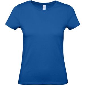 Set van 3x stuks blauw basic t-shirts met ronde hals voor dames van katoen, maat: L (40)