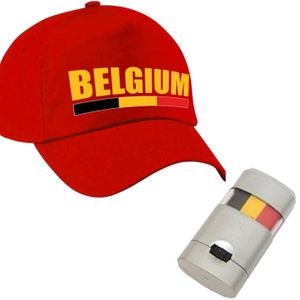 Supporters verkleed set Belgie pet rood met schminkstift
