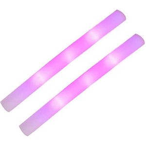 Set van 4x stuks party lichtstaven met roze LED licht 48 cm