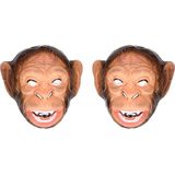 Set van 4x stuks plastic apen dieren verkleed masker voor volwassenen
