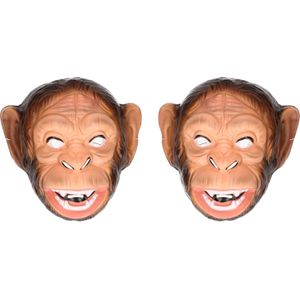 Set van 4x stuks plastic apen dieren verkleed masker voor volwassenen