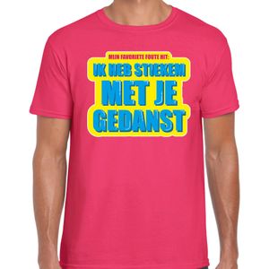 Foute party Stiekem met je gedanst verkleed t-shirt roze heren - Foute party hits outfit/ kleding