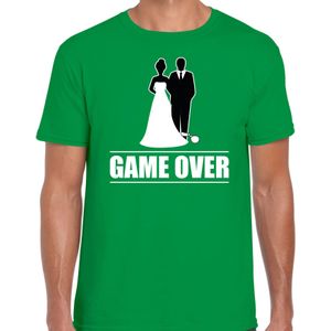 Vrijgezellen feest t-shirt voor heren - Game Over - groen - bachelor party/bruiloft