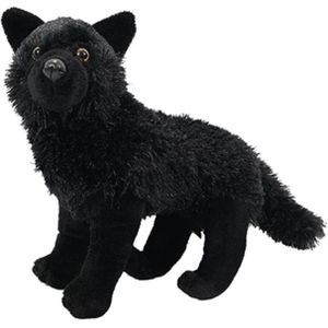 Knuffeldier Wolf - zachte pluche stof - zwart - kwaliteit knuffels - 30 cm