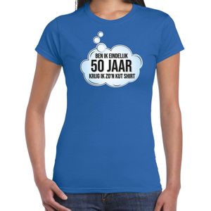 Verjaardag cadeau t-shirt voor dames - 50 jaar/Sarah - blauw - kut shirt