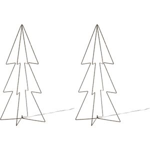 2x stuks verlichte figuren 3D kerstbomen / lichtbomen 91 cm voor buiten