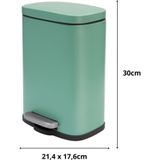 Spirella Pedaalemmer Venice - salie groen - 5 liter - metaal - L21 x H30 cm - soft-close - toilet/badkamer