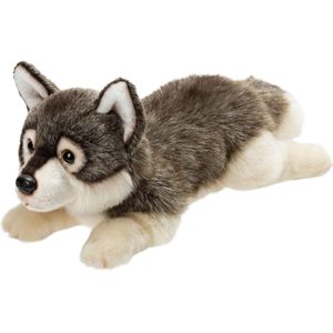 Pluche Knuffel Dieren Grijze Wolf 33 cm - Speelgoed Knuffelbeesten - Wolven
