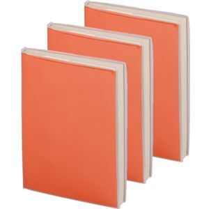 Pakket van 12x stuks notitieblokje zachte kaft oranje met plastic hoes 10 x 13 cm