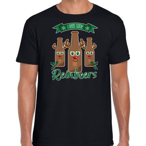 Fout kersttrui t-shirt voor heren - Rudolf Reinbeers - zwart - rendier/bier