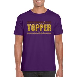 Topper t-shirt paars met gouden glitters heren