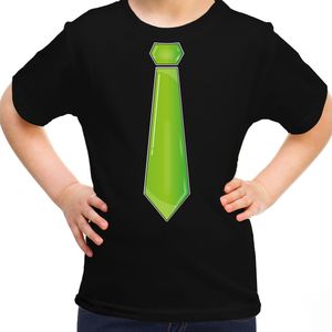 Verkleed t-shirt voor kinderen - stropdas - zwart - meisje - carnaval/themafeest kostuum